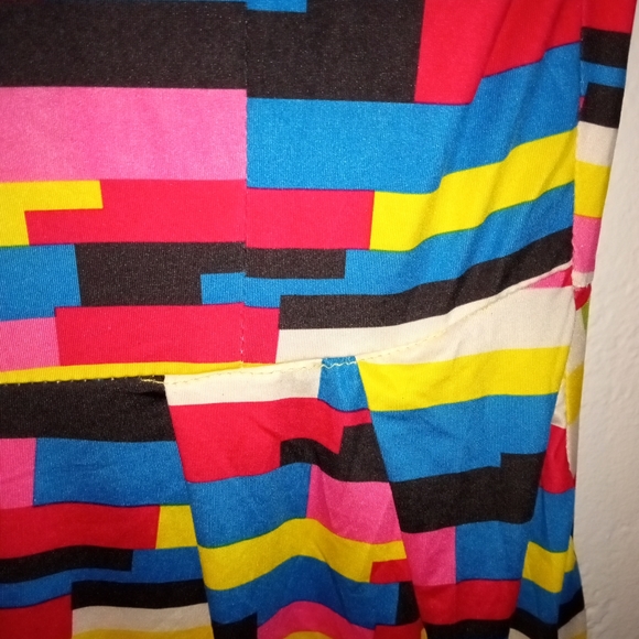 Vintage 🌈 Rainbow Stretchy Button Up Mini Retro 80's Dress - Picture 10 of 11